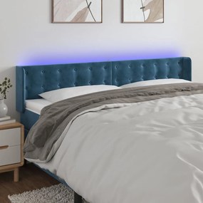 Testiera A Led Blu Scuro 163x16x78/88 Cm İn Velluto /