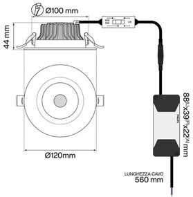 Faro da incasso 10W Foro Ø100mm Bianco Variabile con driver Philips Colore Bianco Variabile CCT