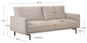 Kave Home - Divano Galene 3 posti beige 214 cm