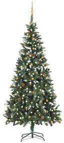 Albero di Natale Artificiale Preilluminato con Palline, Albero di Natale Preilluminato con Palline 210 cm