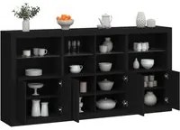 Credenza con Luci LED Nera 202x37x100 cm 3209157