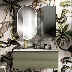 Mobile bagno sospeso con lavabo L 120 x H 40 cm verde salvia 1 cassetto per vasca centrale Pixel