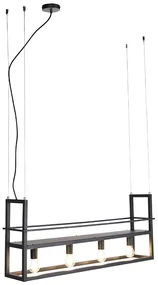 Lampada a sospensione nera 4 lampadine smart WiFi - CAGE Rack