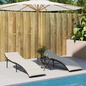 Lettini Prendisole 2 Pz Con Cuscini Neri İn Polyrattan /