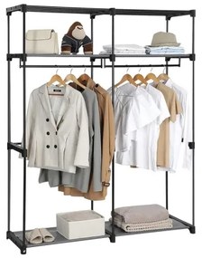 Armadio salvaspazio in tessuto con ripiani e asta appendiabiti MATIS 140x174 cm grigio