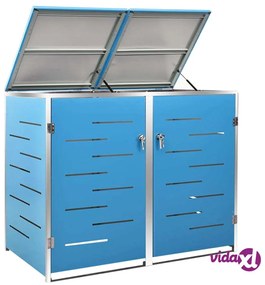 vidaXL Copri Bidoni Pattumiera Doppia 138x77,5x112,5 cm Acciaio Inox