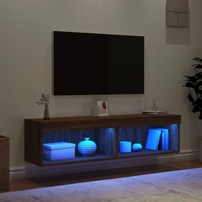 Mobili porta tv con luci led 2 pz rovere marrone 60x30x30 cm