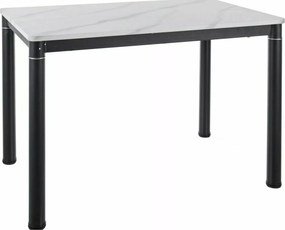 Tavolo Damar con piano in MDF effetto marmo bianco e struttura in metallo nero opaco – 110x70x75 cm