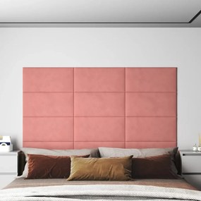 Pannelli Murali 12 Pz Rosa 60x30 Cm İn Velluto 2,16 M² /
