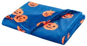 Coperta blu e arancione in micropile a tema Halloween 130x170 cm Halloween Pumpkins – Catherine Lansfield