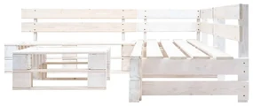 Set divani da giardino su pallet 4 pz in legno bianco