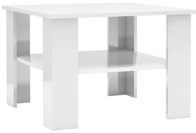 Tavolino da Salotto Bianco Lucido 60x60x42 cm Legno Multistrato