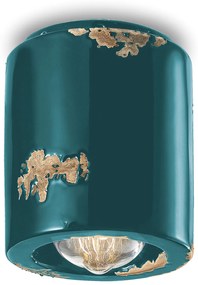 Plafoniera Vintage Cilindrica Ceramica Verde 1 Luce E27