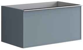 Mobile da bagno sospeso sotto lavabo L 80 x H 40 x P 45.5 cm blu laccato opaco, 2 cassetti Pixel frame