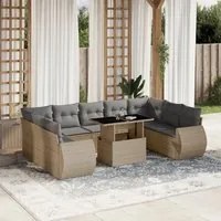 Set Divano da Giardino 10 pz con Cuscini Beige in Polyrattan 3268739