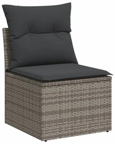 Set Divani da Giardino 7 pz con Cuscini Grigio in Polyrattan