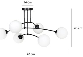 Plafoniera Moderna 6 Luci Susanoo In Acciaio Bianco E Vetri A Sfera In Bianco