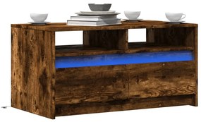 Tavolino Da Salotto Con Luci Led Rovere Fumo İn Truciolato /