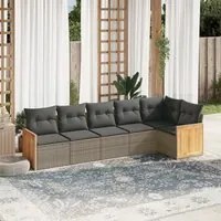 Set Divano da Giardino 6 pz con Cuscini Grigio in Polyrattan 3260072