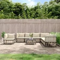 Set Divani da Giardino 9 pz con Cuscini Antracite in Polyrattancod mxl 124498