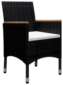 Set da pranzo da giardino 9 pz polyrattan e legno massello nero