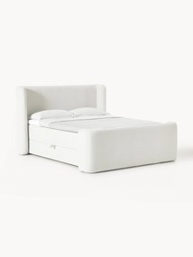Letto boxspring in bouclé con contenitore Perla