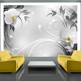 Fotomurale  Orchidee su argento  Colore Grigio, Dimensioni e Misure 150x105