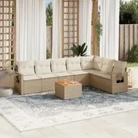 Set Divano da Giardino 8 pz con Cuscini Beige in Polyrattan 3224595