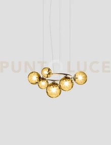 Puppet ring sospensione 7a ambra trasparente oro satinato 7 luci at...