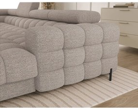 Divano angolare beige allungabile (con penisola a sinistra/a U) con rivestimento in bouclé Feraria – ELTAP