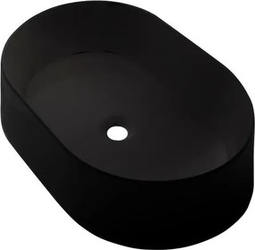 Lavabo da appoggio COVER ovale in ceramica L 60 x H 11.5 x P 40 cm nero satinato piletta non inclusa