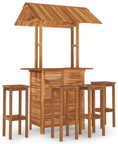 Set da bar per giardino 5 pz in legno massello di acacia