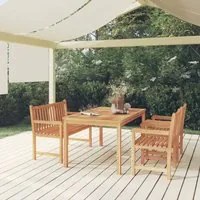 Set da Pranzo per Giardino 4 pz in Legno Massello di Teak cod mxl 41809