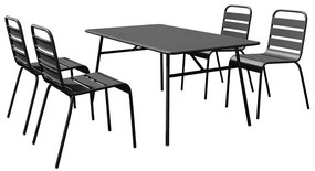 Sala da pranzo da giardino un tavolo L.160 cm e 4 sedie impilabili in Metallo Nero  - MIRMANDE di MYLIA
