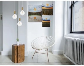 Lampadario a sospensione con filo MIROS 3xE27/60W/230V tondo bianco/oro