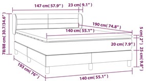 Giroletto a Molle con Materasso Grigio Scuro 140x190 cm Tessuto