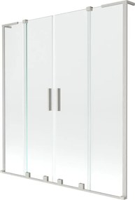 Mexen Velar L Duo paratia per vasca da bagno, scorrevole a 2 ante 150 x 150 cm, trasparente, nichel spazzolato