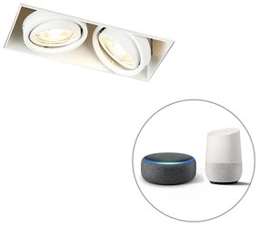 Faretto da incasso intelligente bianco senza cornice incl. 2 GU10 WiFi - Oneon 2