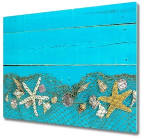 Tagliere in vetro Starfish e conchiglie 60x52 cm