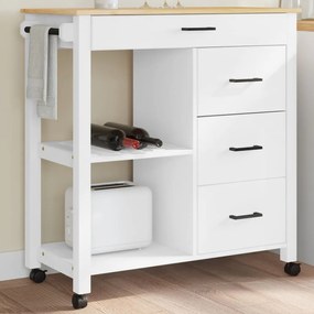 Carrello Da Cucina Monza 84x40x90 Cm İn Legno Massello Di Pino /