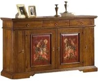 Madia credenza in legno 4 porte noce antico con decori 201x 52 x114