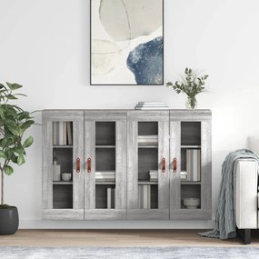 Armadietti A Parete 2 Pz Grigio Sonoma İn Legno Multistrato /