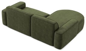 Divano angolare verde (con penisola a sinistra/con chaise lounge) con rivestimento in ciniglia Omao – Makamii