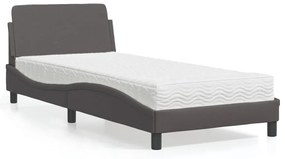 Letto con materasso grgio 80x200 cm in similpelle