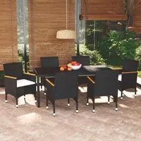 Set da Pranzo per Giardino 7 pz con Cuscini Polyrattan Nerocod mxl 93443