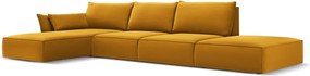 Divano angolare color senape (con penisola a sinistra/con chaise lounge) con rivestimento in velluto Vanda – Mazzini Sofas