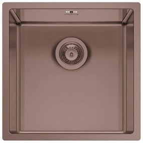Lavello sottotop 1 vasca in inox rame PYRAMIS Astris L 40 x L 40 cm