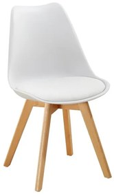 Sedia Nordica Con Gambe In Legno Bianca E Cuscino Design Moderno