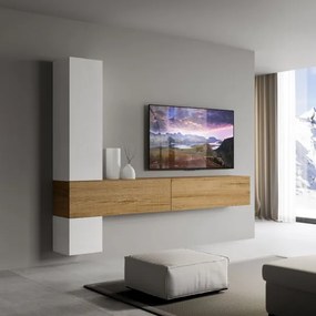 Parete soggiorno A113 L.254 H.174 P.39,5 Quercia e Bianco