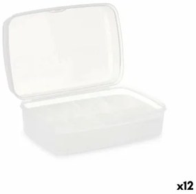 Scatola portaoggetti con coperchio Bianco Trasparente Plastica 21,5 x 8,5 x 15 cm (12 Unità)